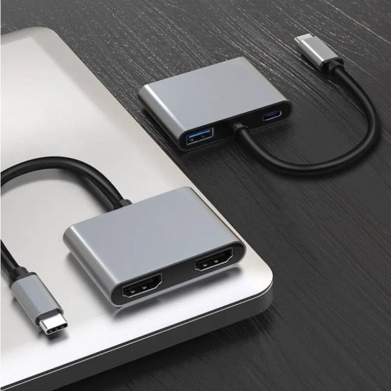 Powertech Docking Station Pth-113, 4 Θυρών, Usb-C, 4K, 100W, Γκρι Powertech Docking Station Pth-113, 4 Θυρών, Usb-C, 4K, 100W, Γκρι