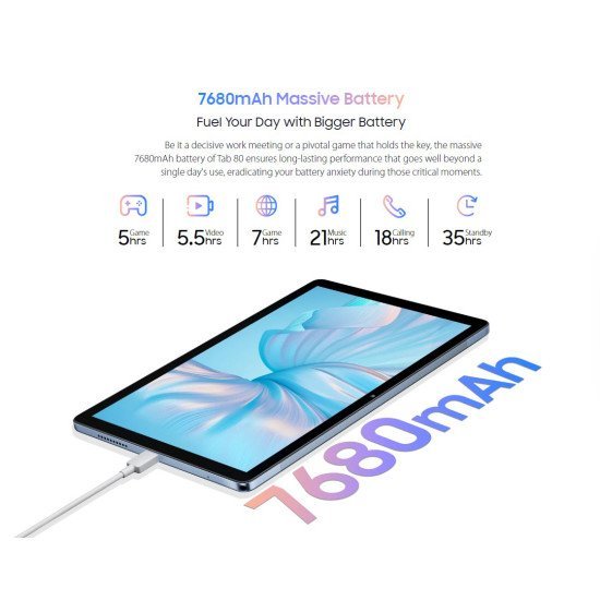 Blackview Tablet Tab 80, 10.1", 8/128Gb, 4G, Android 13, 7680Mah, Γκρι