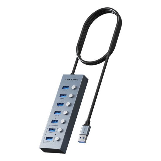 Cabletime Usb Hub Ct-Hubu7-Ag, 7X Θυρών, 5Gbps, Usb Σύνδεση, 1M, Γκρι