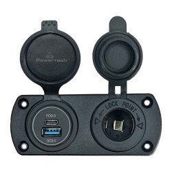 Powertech Πρίζα 12V Για Σκάφη & Οχήματα Ptl-001, Usb/Usb-C Θύρες, Ip65
