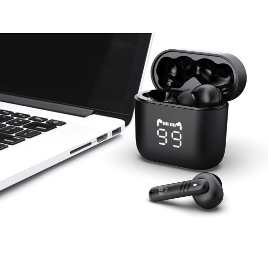 Powertech Earphones Με Θήκη Φόρτισης Pt-1227, Tws, Enc, 30/480Mah, Μαύρα Powertech Earphones Με Θήκη Φόρτισης Pt-1227, Tws, Enc, 30/480Mah, Μαύρα