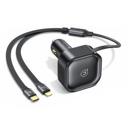Usams Φορτιστής Αυτοκινήτου Us-Cc219 Καλώδιο Usb-C/Lightning 30W, Μαύρος