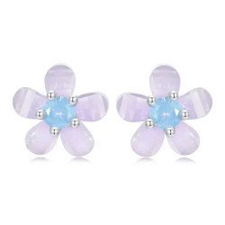 Bamoer Σκουλαρίκια Καρφωτά Sce1733 Με Οπάλ Πέτρα, Ασήμι 925, Ασημί