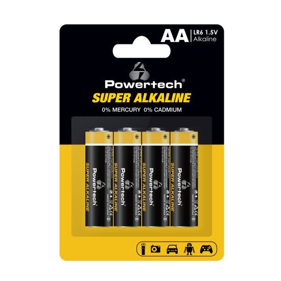 Powertech Αλκαλικές Μπαταρίες Super Alkaline Pt-1214, Aa, 1.5V, 4Τμχ Powertech Αλκαλικές Μπαταρίες Super Alkaline Pt-1214, Aa, 1.5V, 4Τμχ