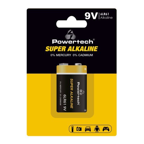 Powertech Αλκαλική Μπαταρία Super Alkaline Pt-1215, 9V, 1Τμχ Powertech Αλκαλική Μπαταρία Super Alkaline Pt-1215, 9V, 1Τμχ