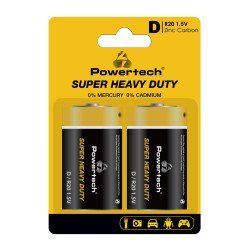 Powertech Μπαταρίες Zinc Carbon Super Heavy Duty Pt-1222, R20 1.5V, 2Τμχ Powertech Μπαταρίες Zinc Carbon Super Heavy Duty Pt-1222, R20 1.5V, 2Τμχ