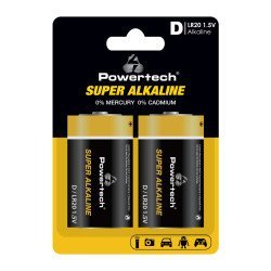 Powertech Αλκαλικές Μπαταρίες Super Alkaline Pt-1217, Lr20, 1.5V, 2Τμχ Powertech Αλκαλικές Μπαταρίες Super Alkaline Pt-1217, Lr20, 1.5V, 2Τμχ