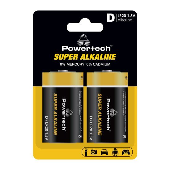 Powertech Αλκαλικές Μπαταρίες Super Alkaline Pt-1217, Lr20, 1.5V, 2Τμχ Powertech Αλκαλικές Μπαταρίες Super Alkaline Pt-1217, Lr20, 1.5V, 2Τμχ