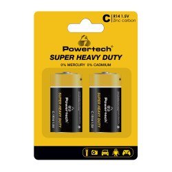 Powertech Μπαταρίες Zinc Carbon Super Heavy Duty Pt-1221, R14 1.5V, 2Τμχ Powertech Μπαταρίες Zinc Carbon Super Heavy Duty Pt-1221, R14 1.5V, 2Τμχ