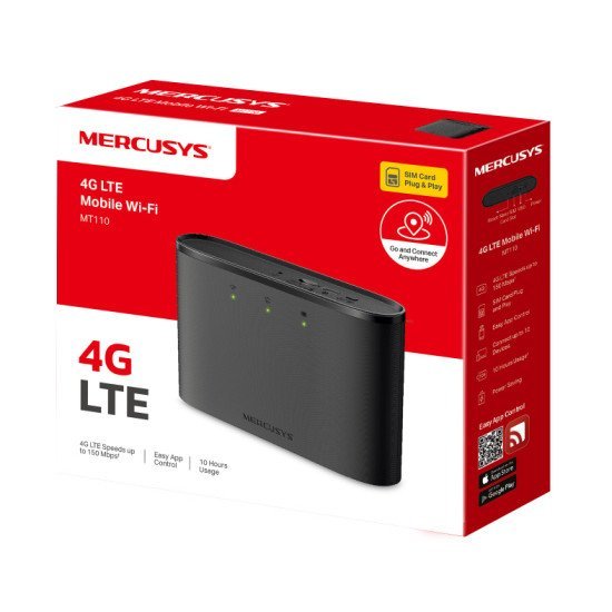 Mercusys Router Mt110, 4G Lte, Wifi 150 Mbps, 2200Mah, Ver. 1.0