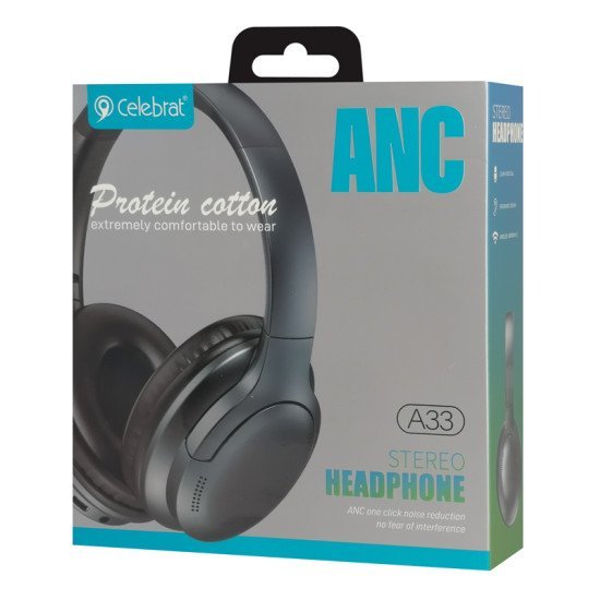 Celebrat Headphones A33, Ασύρματα & Ενσύρματα, Anc, 40Mm, 300Mah, Μαύρα