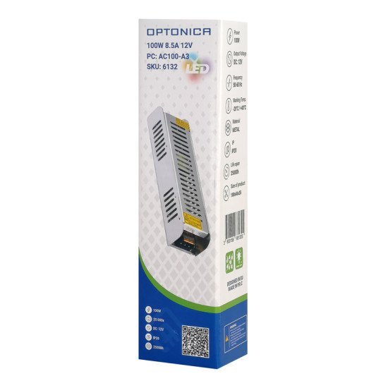 Optonica Τροφοδοτικό Led Καλωδιοταινίας 6132, 100W, 12V/8.5A