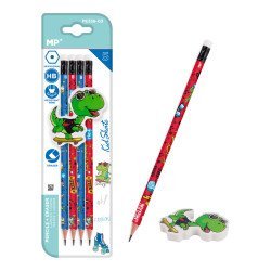 Mp Σετ Ξύλινα Μολύβια & Γόμα Kid Skate Pe356-03, Εξάγωνα, Hb, 5Τμχ