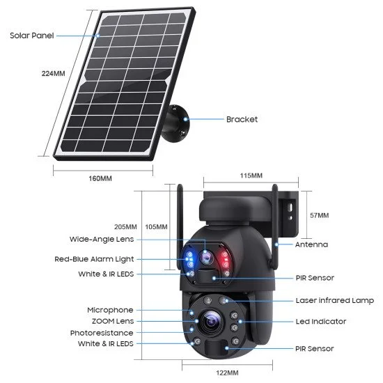 Sectec Smart Ηλιακή Κάμερα St-5986M, 3Mp Dual Lens, 20X Zoom, Wifi, Sd, Ptz Sectec Smart Ηλιακή Κάμερα St-5986M, 3Mp Dual Lens, 20X Zoom, Wifi, Sd, Ptz