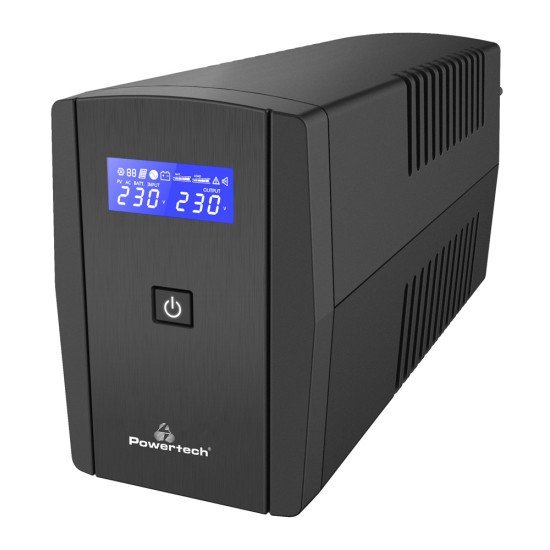 Powertech Ups Line Interactive Pt-1295 Με Οθόνη, 850Va, 510W, 2X Schuko