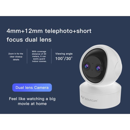 Vstarcam Smart Κάμερα Cs49D, 3Mp, Dual Lens, Wifi, Ptz, Sd Vstarcam Smart Κάμερα Cs49D, 3Mp, Dual Lens, Wifi, Ptz, Sd