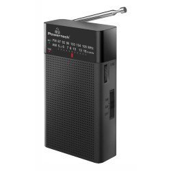 Powertech Φορητό Ραδιόφωνο Pt-1245 Με Πτυσσόμενη Κεραία, Μαύρο