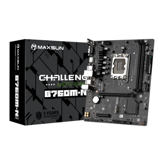 Maxsun Μητρική Challenger B760M-N D5, 2X Ddr5, S1700, Usb 3.2, 1G Lan, M-Atx Maxsun Μητρική Challenger B760M-N D5, 2X Ddr5, S1700, Usb 3.2, 1G Lan, M-Atx