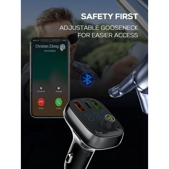 Ldnio Fm Transmitter & Φορτιστής C704Q, 2X Usb/1X Usb-C, 36W, Bluetooth, Μαύρο Ldnio Fm Transmitter & Φορτιστής C704Q, 2X Usb/1X Usb-C, 36W, Bluetooth, Μαύρο