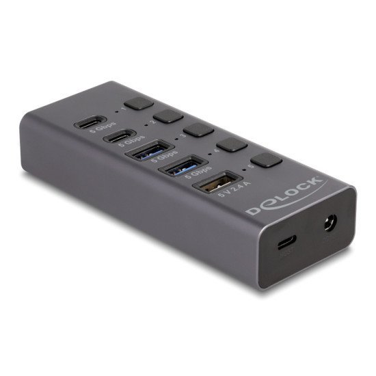 Delock Usb Hub 64248 Με Διακόπτες, 5X Θυρών, 5Gbps, Usb/Usb-C Σύνδεση, Γκρι Delock Usb Hub 64248 Με Διακόπτες, 5X Θυρών, 5Gbps, Usb/Usb-C Σύνδεση, Γκρι
