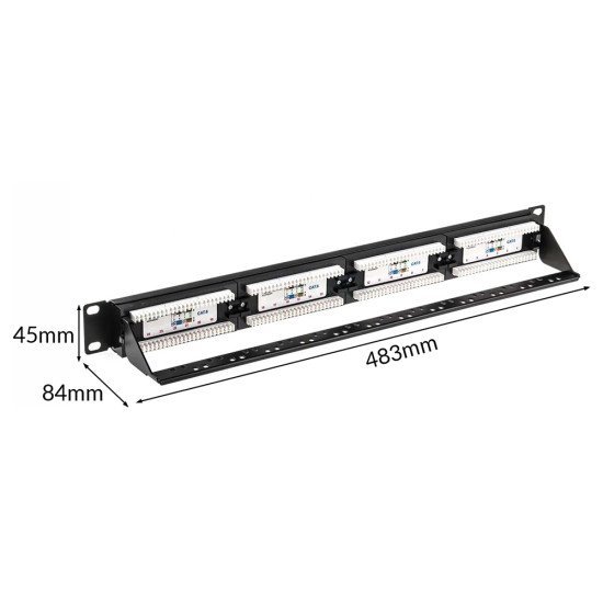 Powertech Patch Panel Netw-0027 Για Rack 19"/1U, 24 Θυρών, Cat 6 Utp, Μαύρο Powertech Patch Panel Netw-0027 Για Rack 19"/1U, 24 Θυρών, Cat 6 Utp, Μαύρο