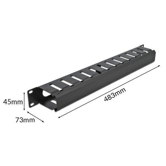 Powertech Cable Management Netw-0028 Για Rack 19"/1U, Μεταλλικό, Μαύρο