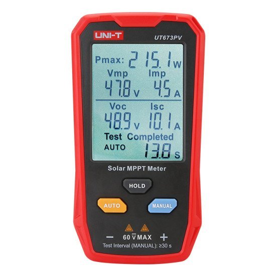 Uni-T Tester Φωτοβολταϊκών Πάνελ Ut673Pv, 5~800W, 0~35A, 12~60V Uni-T Tester Φωτοβολταϊκών Πάνελ Ut673Pv, 5~800W, 0~35A, 12~60V