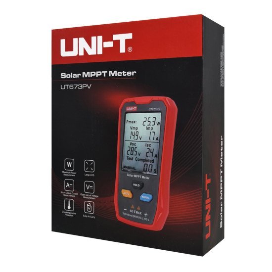 Uni-T Tester Φωτοβολταϊκών Πάνελ Ut673Pv, 5~800W, 0~35A, 12~60V Uni-T Tester Φωτοβολταϊκών Πάνελ Ut673Pv, 5~800W, 0~35A, 12~60V