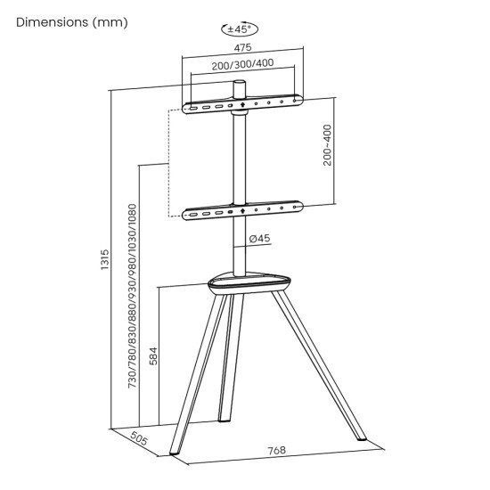 Brateck Βάση Δαπέδου Fs35-44F-02 Για Τηλεόραση 45-65" Έως 40Kg, Με Ράφι Brateck Βάση Δαπέδου Fs35-44F-02 Για Τηλεόραση 45-65" Έως 40Kg, Με Ράφι