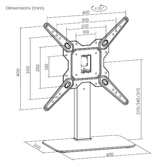 Powertech Επιτραπέζια Βάση Pt-1281 Για Τηλεόραση 23-55", 40Kg Powertech Επιτραπέζια Βάση Pt-1281 Για Τηλεόραση 23-55", 40Kg