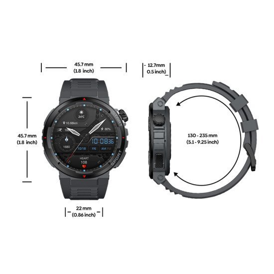 Zeblaze Smartwatch Ares 3 Plus, Heart Rate, 1.43" Amoled, Ip68, Μαύρο