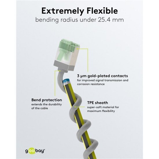 Goobay Καλώδιο Δικτύου 74347, Cat 8.1 U/Ftp, Slim, Copper, 40Gbps, 2M, Γκρι Goobay Καλώδιο Δικτύου 74347, Cat 8.1 U/Ftp, Slim, Copper, 40Gbps, 2M, Γκρι