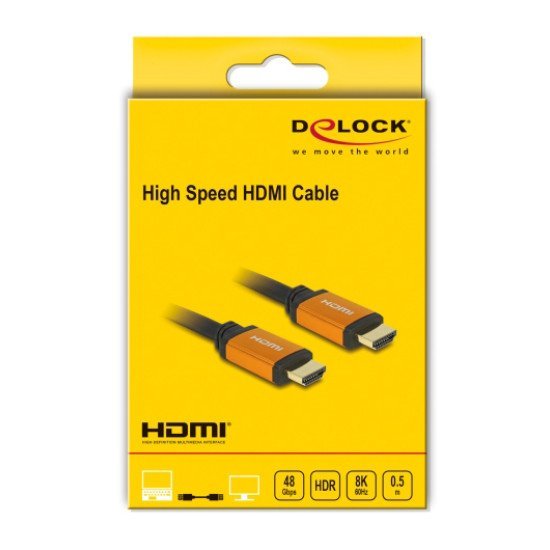 Delock Καλώδιο Hdmi 85726, 8K/60Hz, 48 Gbps, Earc, Hdr, 0.50M, Μαύρο Delock Καλώδιο Hdmi 85726, 8K/60Hz, 48 Gbps, Earc, Hdr, 0.50M, Μαύρο