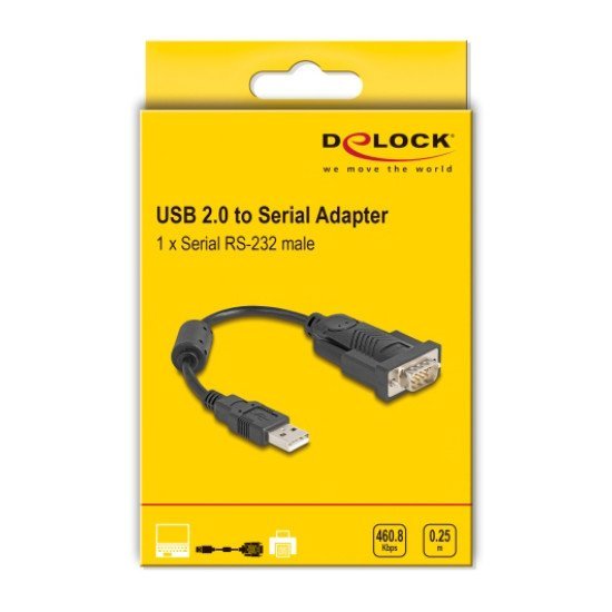 Delock Αντάπορας Usb Σε Rs-232 64276, 460.8Kbps, 0.25M, Μαύρος Delock Αντάπορας Usb Σε Rs-232 64276, 460.8Kbps, 0.25M, Μαύρος