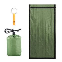 Θερμική Κουβέρτα Επιβίωσης Ag404D Με Σφυρίχτρα, 90X200Cm, Πράσινη
