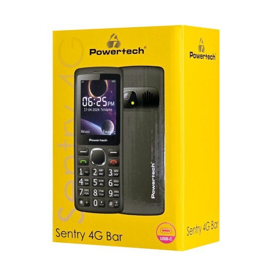 Powertech Κινητό Τηλέφωνο Sentry 4G Bar, 2.4", Dual Sim, Με Κάμερα, Μαύρο