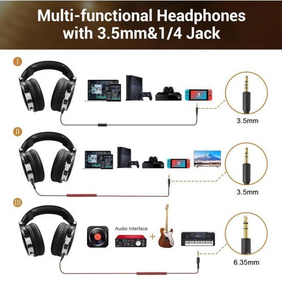 Oneodio Headset Studio Pro 10, 6.35Mm & 3.5Mm Σύνδεση, Hi-Res, 50Mm, Μαύρο