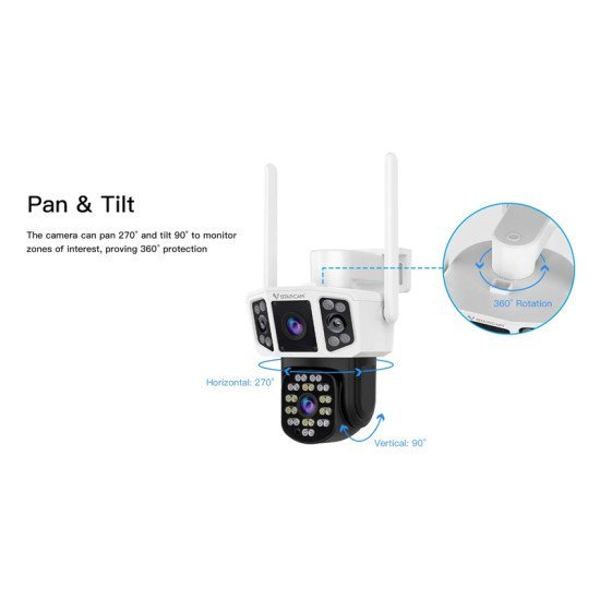 Vstarcam Smart Κάμερα Cs667Dr, Dual Lens, 3Mp, Wifi, Sd, Ptz, Ip66