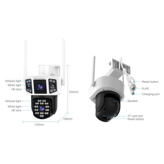 Vstarcam Smart Κάμερα Cs667Dr, Dual Lens, 3Mp, Wifi, Sd, Ptz, Ip66