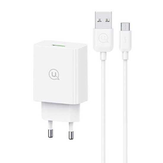Usams Φορτιστής Τοίχου Scxltz01 Με Καλώδιο Micro Usb, Usb, 18W, Λευκός Usams Φορτιστής Τοίχου Scxltz01 Με Καλώδιο Micro Usb, Usb, 18W, Λευκός