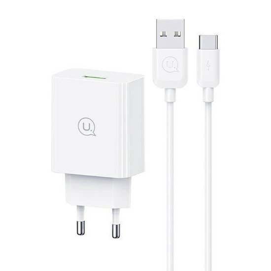 Usams Φορτιστής Τοίχου Scxltz02 Με Καλώδιο Usb-C, Usb, 18W, Λευκός Usams Φορτιστής Τοίχου Scxltz02 Με Καλώδιο Usb-C, Usb, 18W, Λευκός