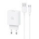 Usams Φορτιστής Τοίχου Scxltz02 Με Καλώδιο Usb-C, Usb, 18W, Λευκός Usams Φορτιστής Τοίχου Scxltz02 Με Καλώδιο Usb-C, Usb, 18W, Λευκός