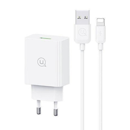 Usams Φορτιστής Τοίχου Scxltz03 Με Καλώδιο Lightning, Usb, 18W, Λευκός Usams Φορτιστής Τοίχου Scxltz03 Με Καλώδιο Lightning, Usb, 18W, Λευκός