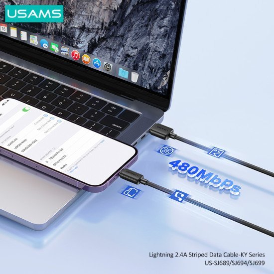 Usams Καλώδιο Lightning Σε Usb Us-Sj689, 12W, 480Mbps, 1M, Λευκό Usams Καλώδιο Lightning Σε Usb Us-Sj689, 12W, 480Mbps, 1M, Λευκό
