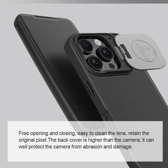 Nillkin Θήκη Qin Prop Leather Για Iphone 16 Pro Max, Δερμάτινη, Μαύρη Nillkin Θήκη Qin Prop Leather Για Iphone 16 Pro Max, Δερμάτινη, Μαύρη