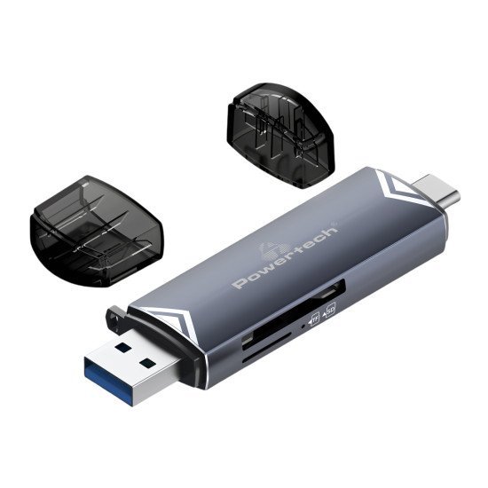 Powertech Card Reader Pt-1343 Για Sd & Micro Sd, Usb 3.2, 5Gbps, Γκρι