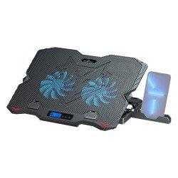 Powertech Βάση & Ψύξη Laptop Pt-1346, Έως 15.6", 2X 125Mm Led Fan, Μαύρη