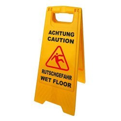 Προειδοποιητική Πινακίδα "Caution Wet Floor" 520112, 21-30X58Cm, Κίτρινη