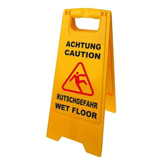 Προειδοποιητική Πινακίδα "Caution Wet Floor" 520112, 21-30X58Cm, Κίτρινη Προειδοποιητική Πινακίδα "Caution Wet Floor" 520112, 21-30X58Cm, Κίτρινη