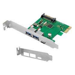 Powertech Κάρτα Επέκτασης Pcie Σε 2X Usb & 1X Usb-C St627, 5Gbps, 66X68Mm